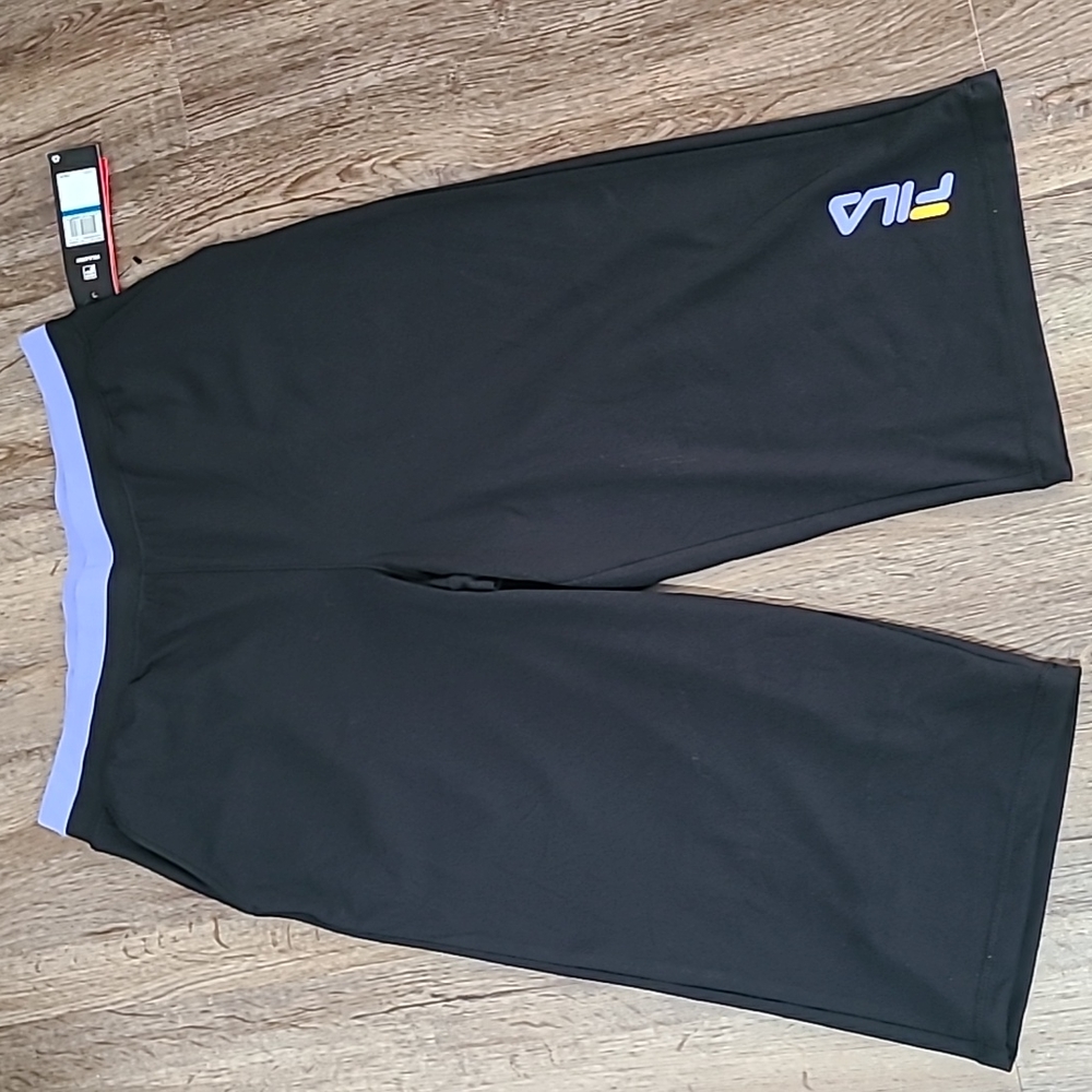 FILA BRAND WOMENS BLACK TRAINING CROP PANTS SIZE XL
